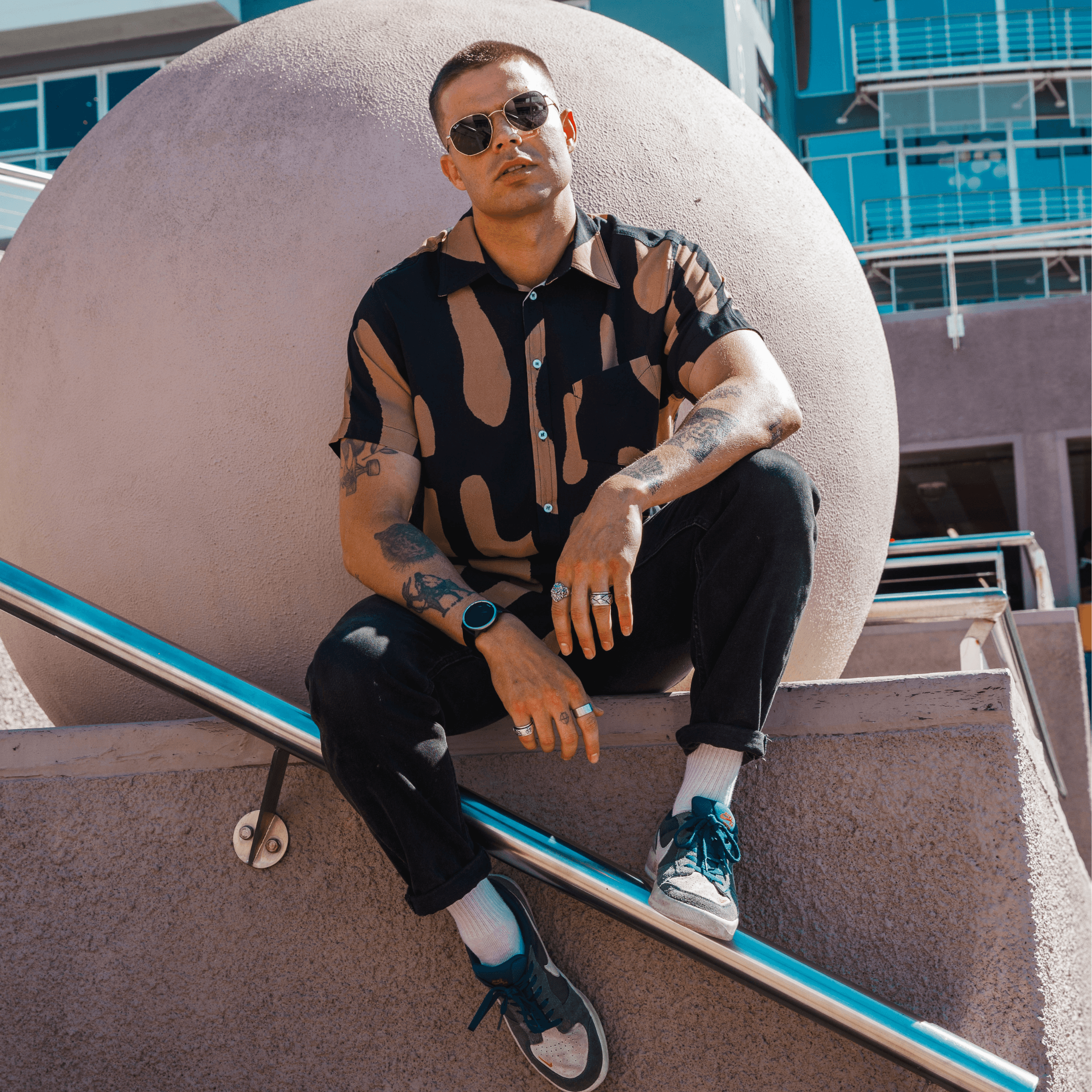 Men's Short Sleeve Shirt - Black & Brown - Strange Paradise