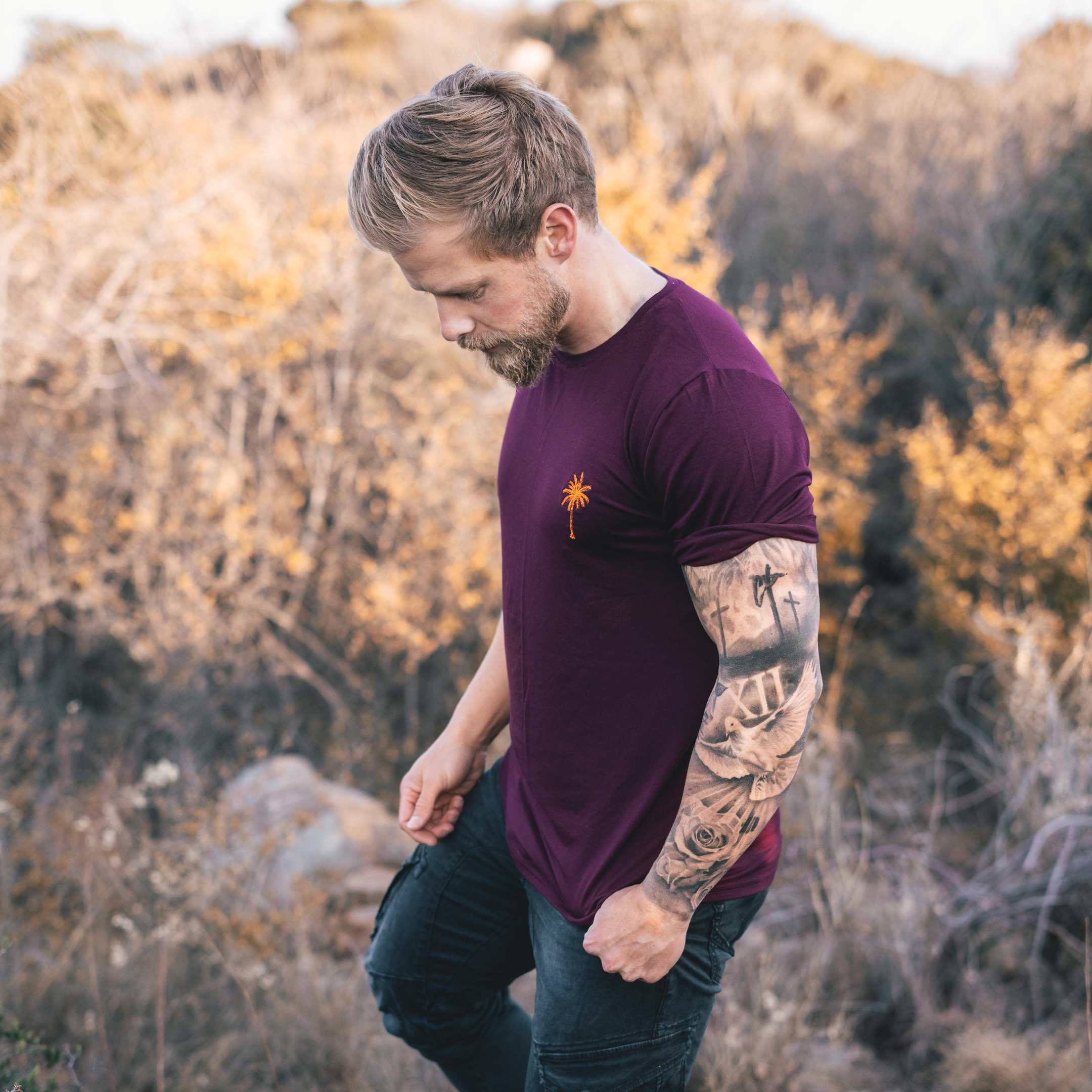 Rolled Muscle Tee - Burgundy