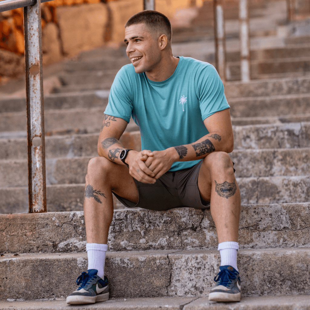 Rolled Muscle Tee - Teal - Strange Paradise