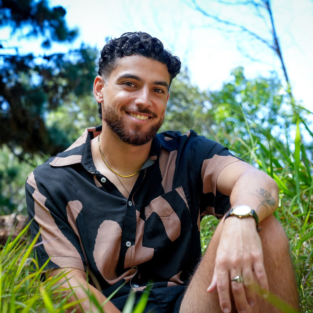 Men's Short Sleeve Shirt - Black & Brown - Strange Paradise