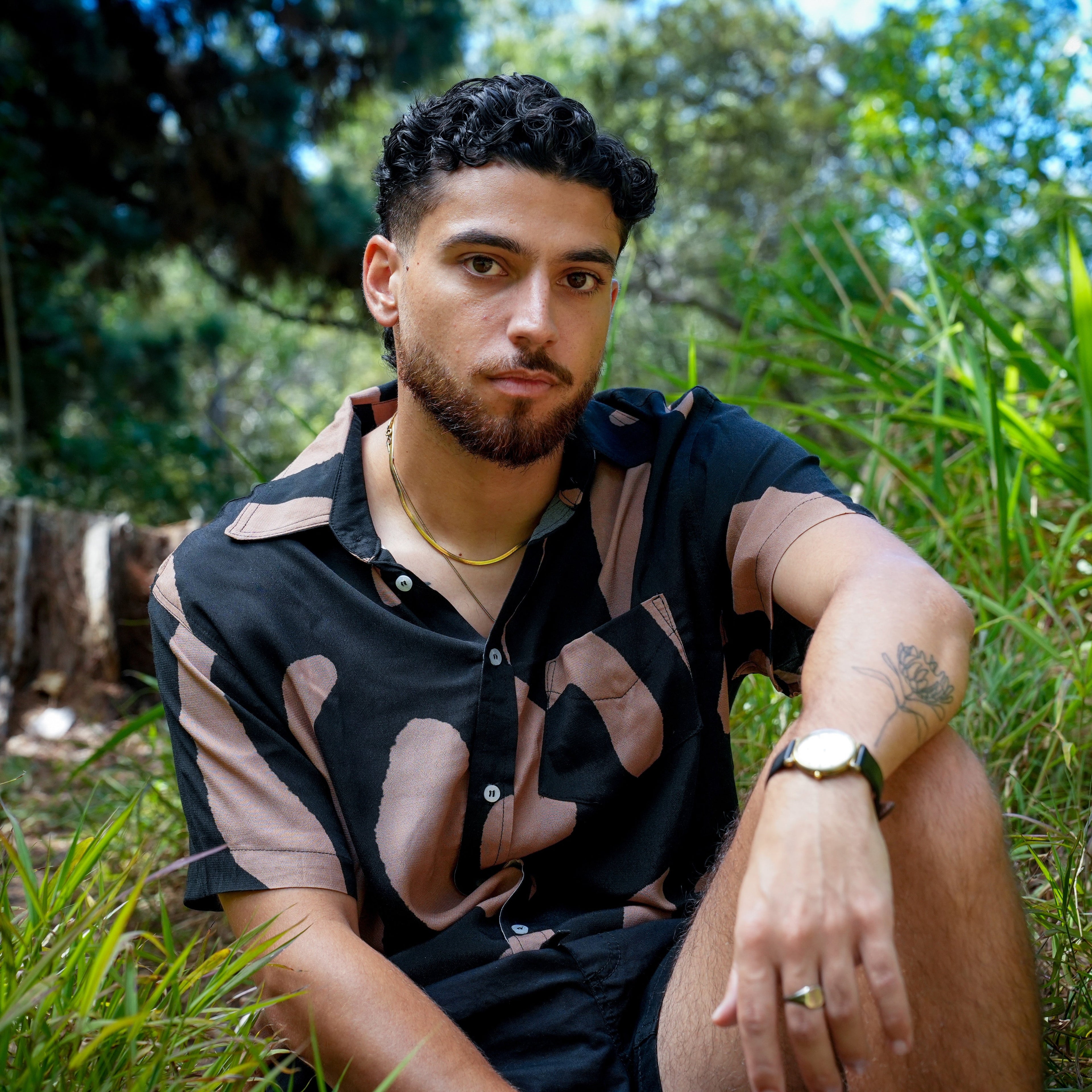 Men's Short Sleeve Shirt - Black & Brown - Strange Paradise