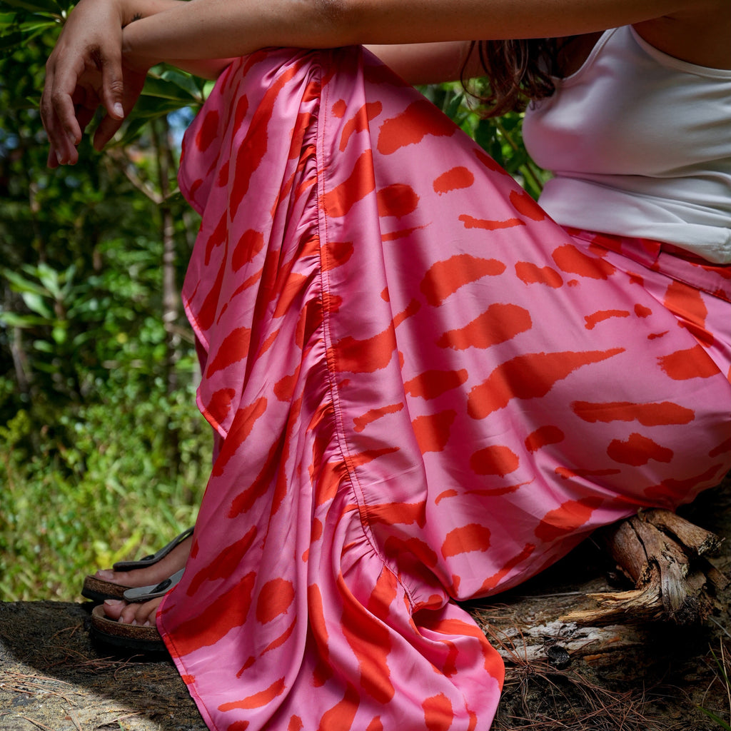 Ladies High Waisted Wrap Skirt- Pink Blush- Strange Paradise