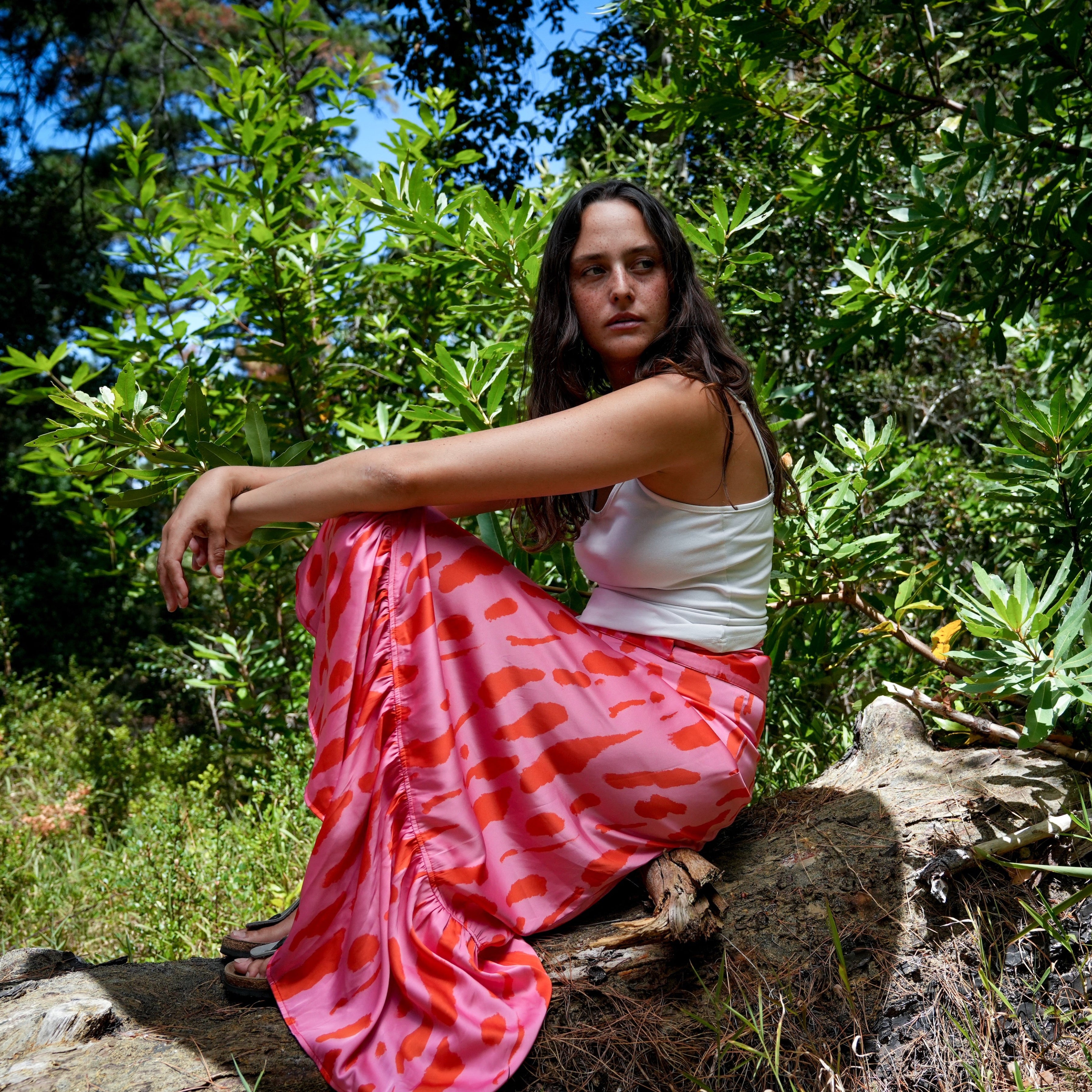 Ladies High Waisted Wrap Skirt- Pink Blush- Strange Paradise