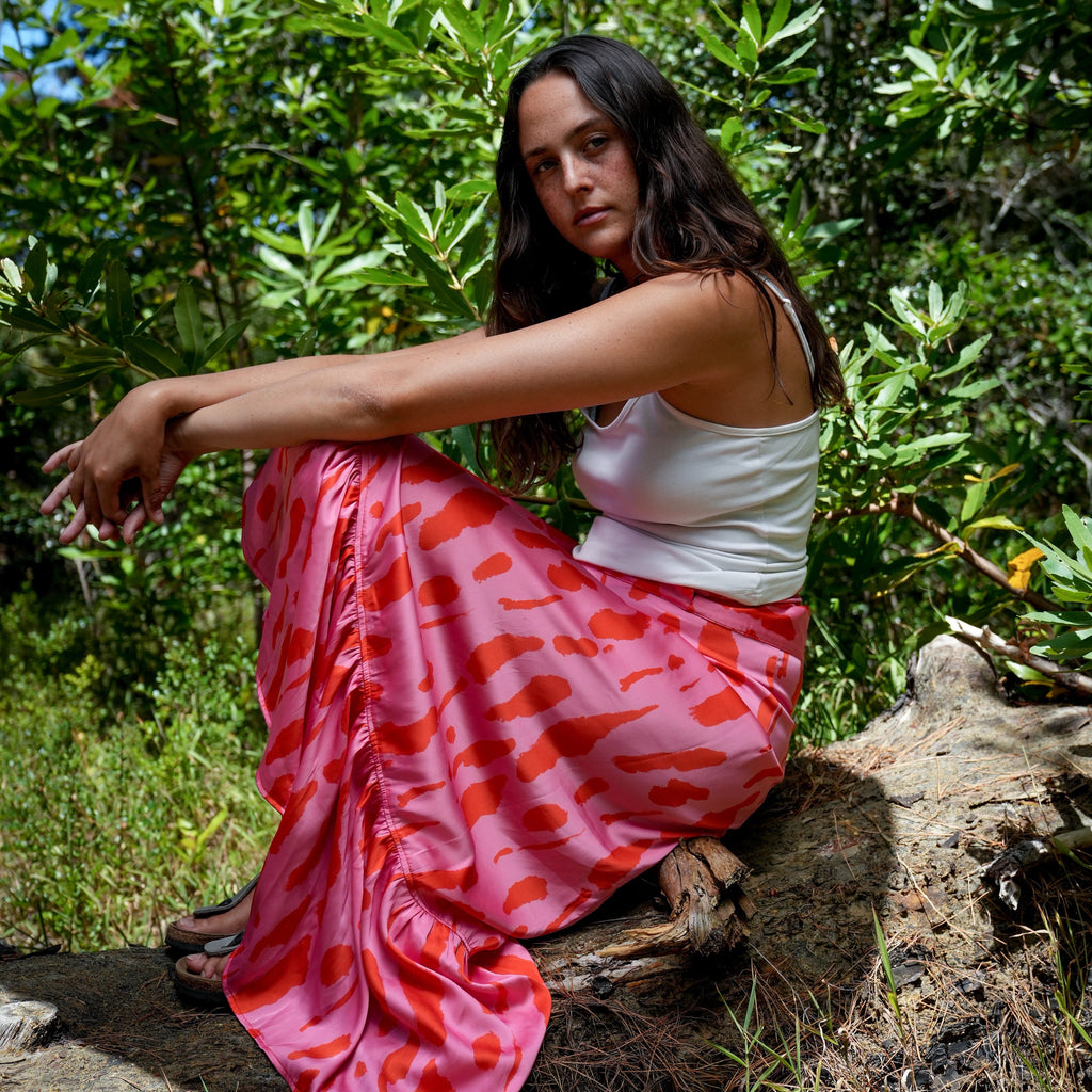 Ladies High Waisted Wrap Skirt- Pink Blush- Strange Paradise