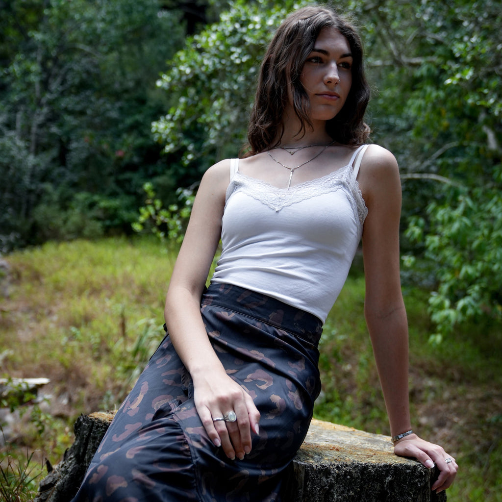 Ladies High Waisted Wrap Skirt- Deep Mocha- Strange Paradise