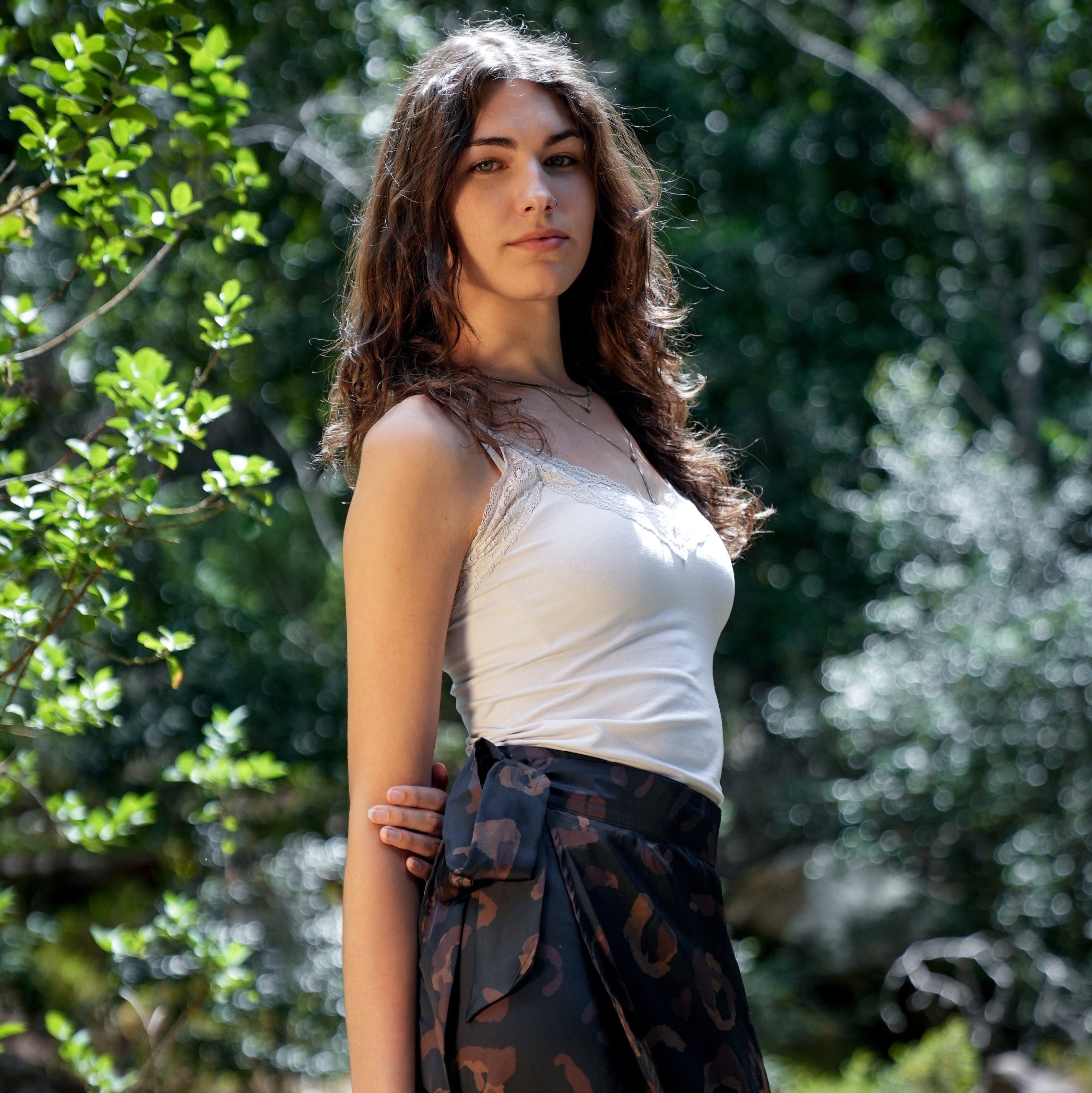 Ladies High Waisted Wrap Skirt- Deep Mocha- Strange Paradise