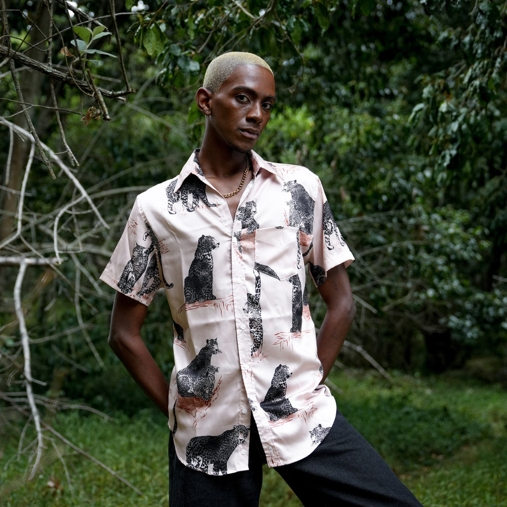 Men's Short Sleeve Shirt - Silk Leopard - Strange Paradise
