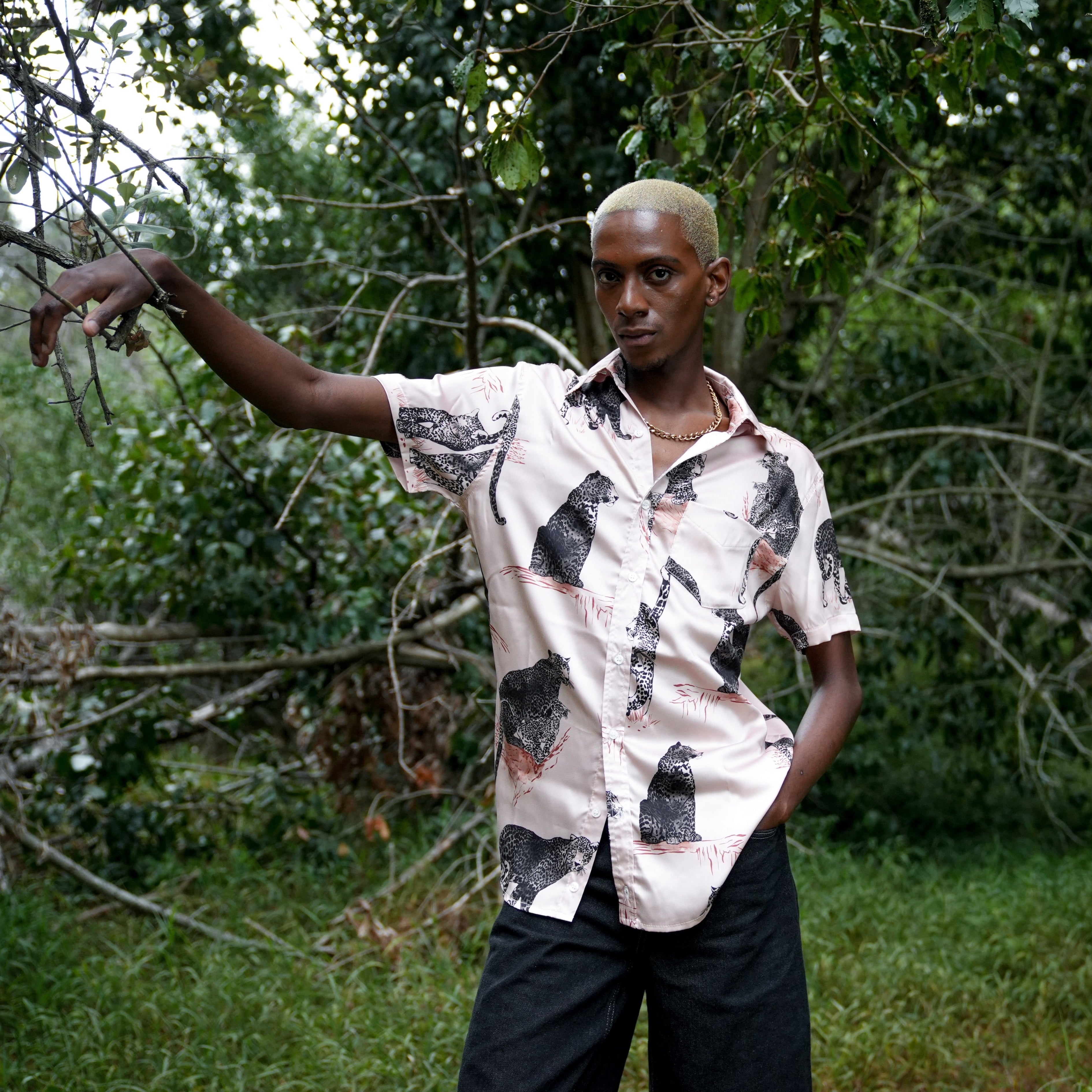 Men's Short Sleeve Shirt - Silk Leopard - Strange Paradise