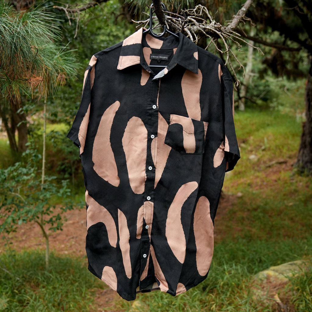 Men's Short Sleeve Shirt - Black & Brown - Strange Paradise